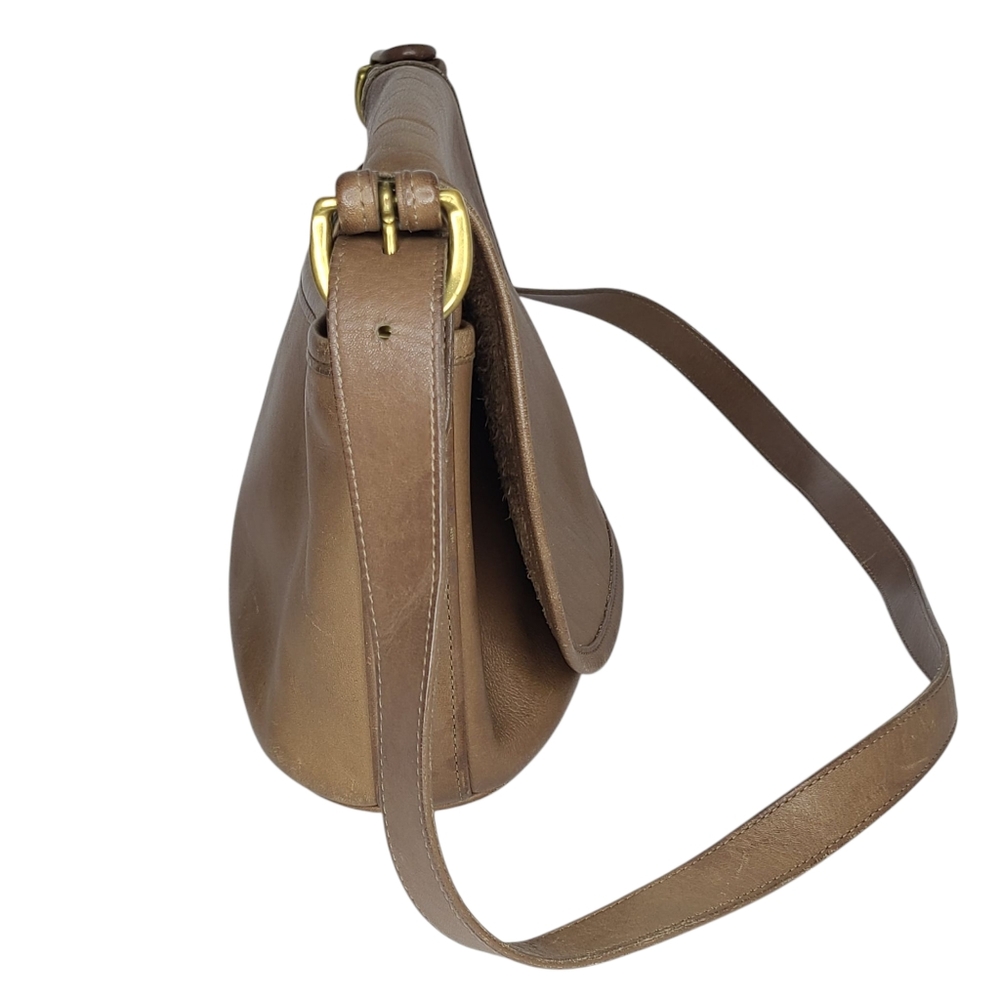 Coach Vintage Fletcher Saddle Flap Crossbody Taupe Leather Bag D6C-4150 - Picture 5 of 15